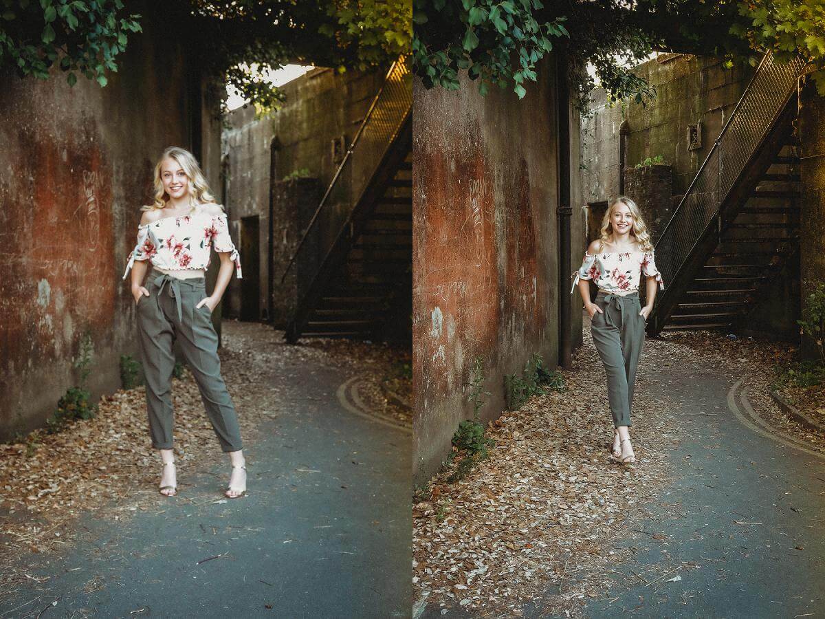 Miss teen walks by wall