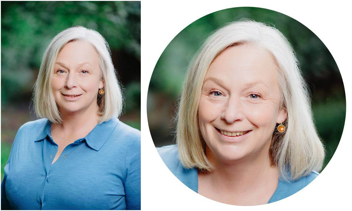 mature-woman-blue-top-outdoors-smiling-linkedin-profile-photo