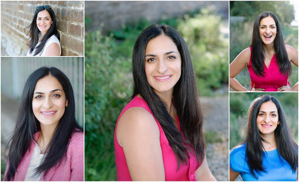 portrait session photo of a happy glowing business woman outdoors